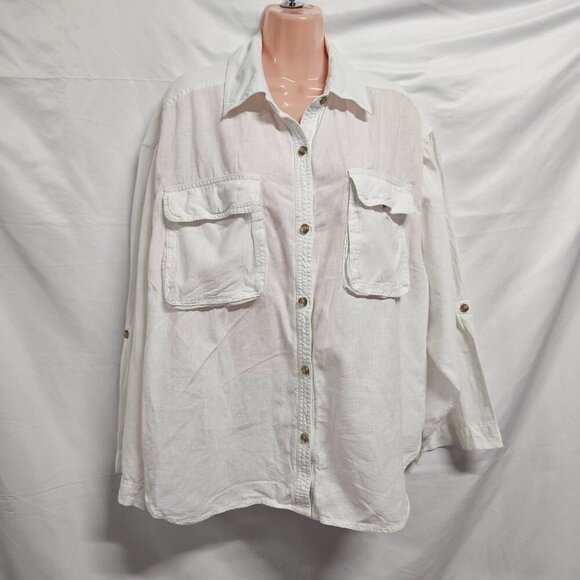 Free People We The Free Made For Sun Linen Shirt Women Size M Almost White - Picture 7 of 15